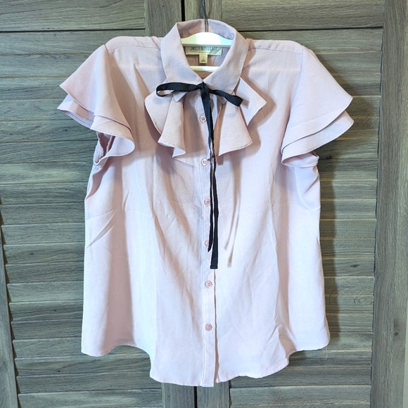 NWOT pink elegant light pink blush button up top size S - Picture 1 of 5